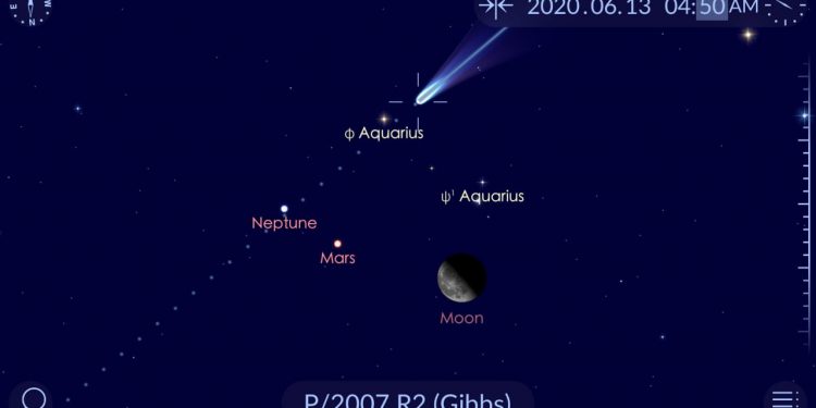 Konjungsi Bulan, Planet Mars, Planet Neptunus dan Komet P/2007 R2 (Gibbs)