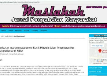 JURNAL : Pemanfaatan Instrumen Astronomi Klasik Mizwala Dalam Pengukuran Dan Pengakurasian Arah Kiblat