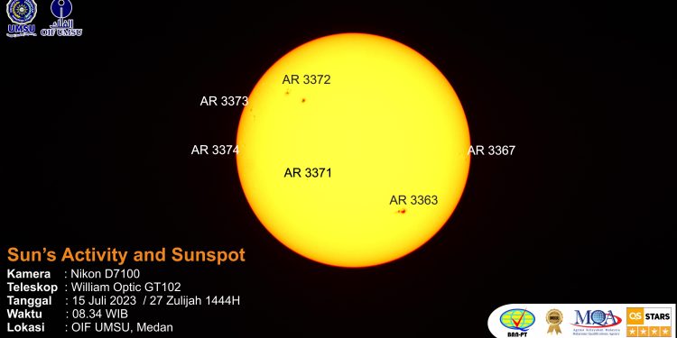 Sun in Visual Wavelength July 15th, 2023