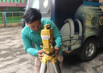 Pengukuran Arah Kiblat di SMP Muhammadiyah 1 Medan