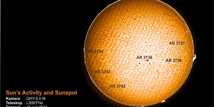 Matahari 11 juli 2024 dari Teleskop Hydrogen Alpha