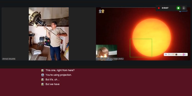 OIF UMSU dan NRIAG Mesir Gelar Kolaborasi Sharing Pengamatan Matahari Secara Daring